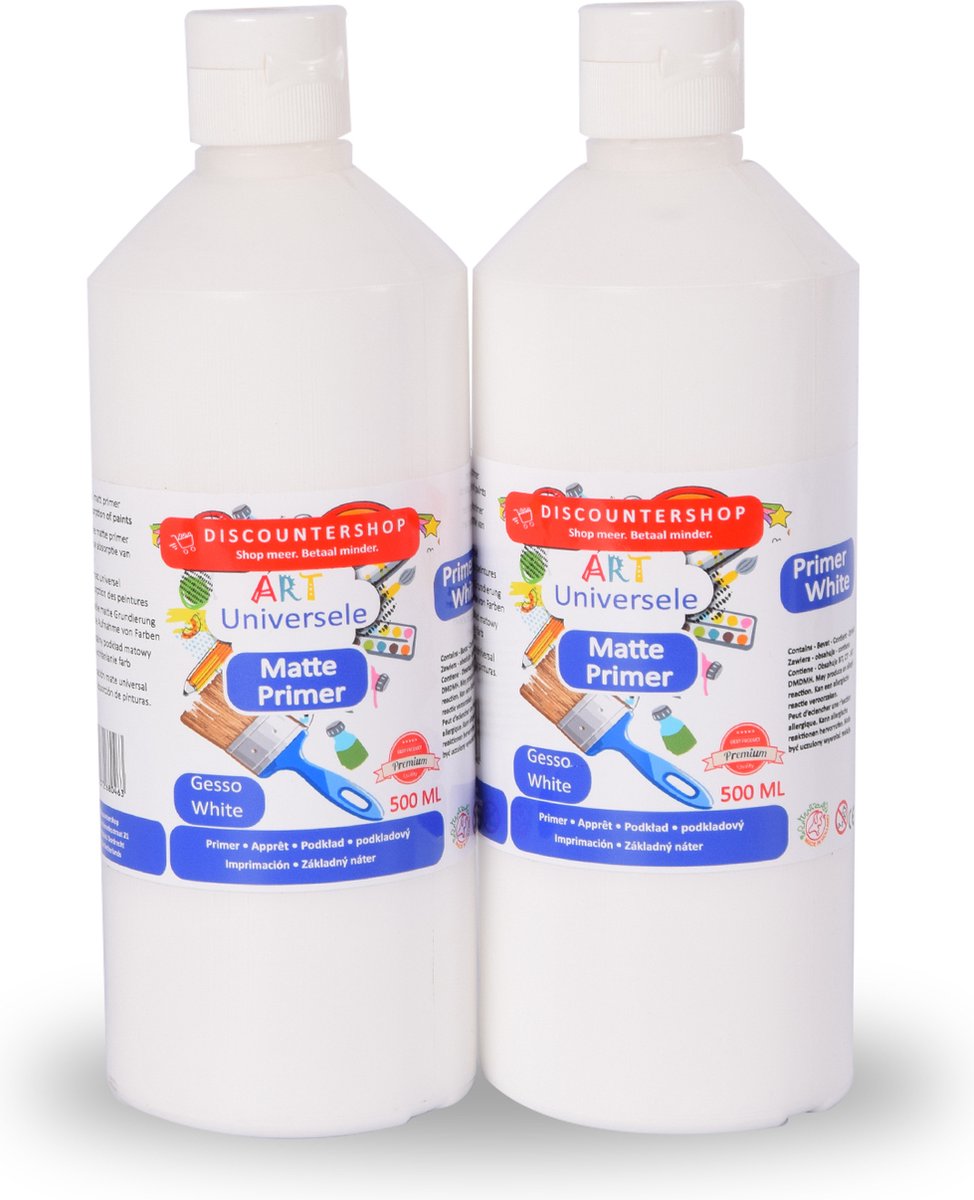 Set van 2 | Mat Primer Witte Verf 500ml voor Klussen en Speelgoed | Ideaal voor Schilderspullen en DIY Projecten